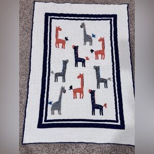 Pottery Barn Kids "Harper Giraffe" Baby Infant Crib Quilt Blanket Safari